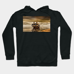 Pirate ship navegating on calm sea Hoodie